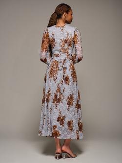 Jolie Moi Floral Lace Long Sleeve Maxi Dress - view 2, Blue Floral