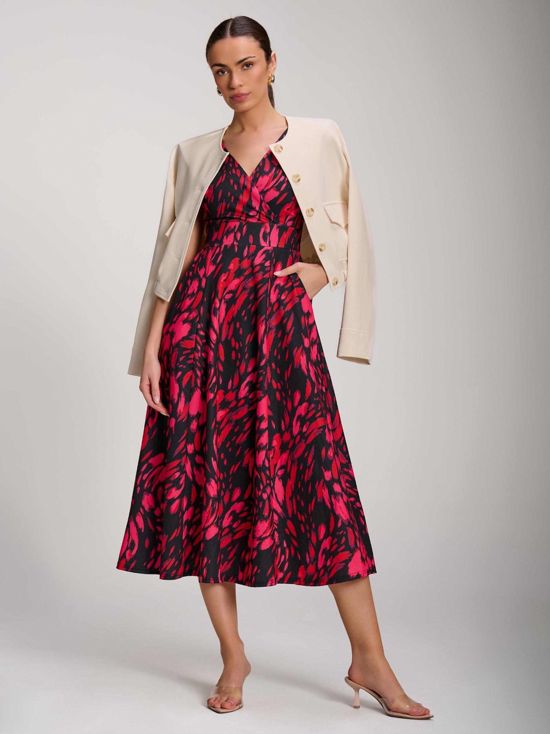 Jolie Moi Floral Sleeveless V Neck Flare Maxi Dress