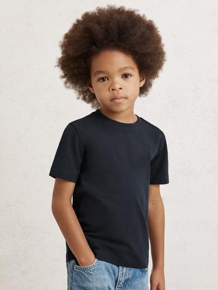Reiss Kids' Bless Pure Cotton Crew Neck T-Shirt, Navy, Navy
