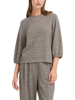 ICHI Danice Round Neck Jersey T-Shirt, Silver Mink