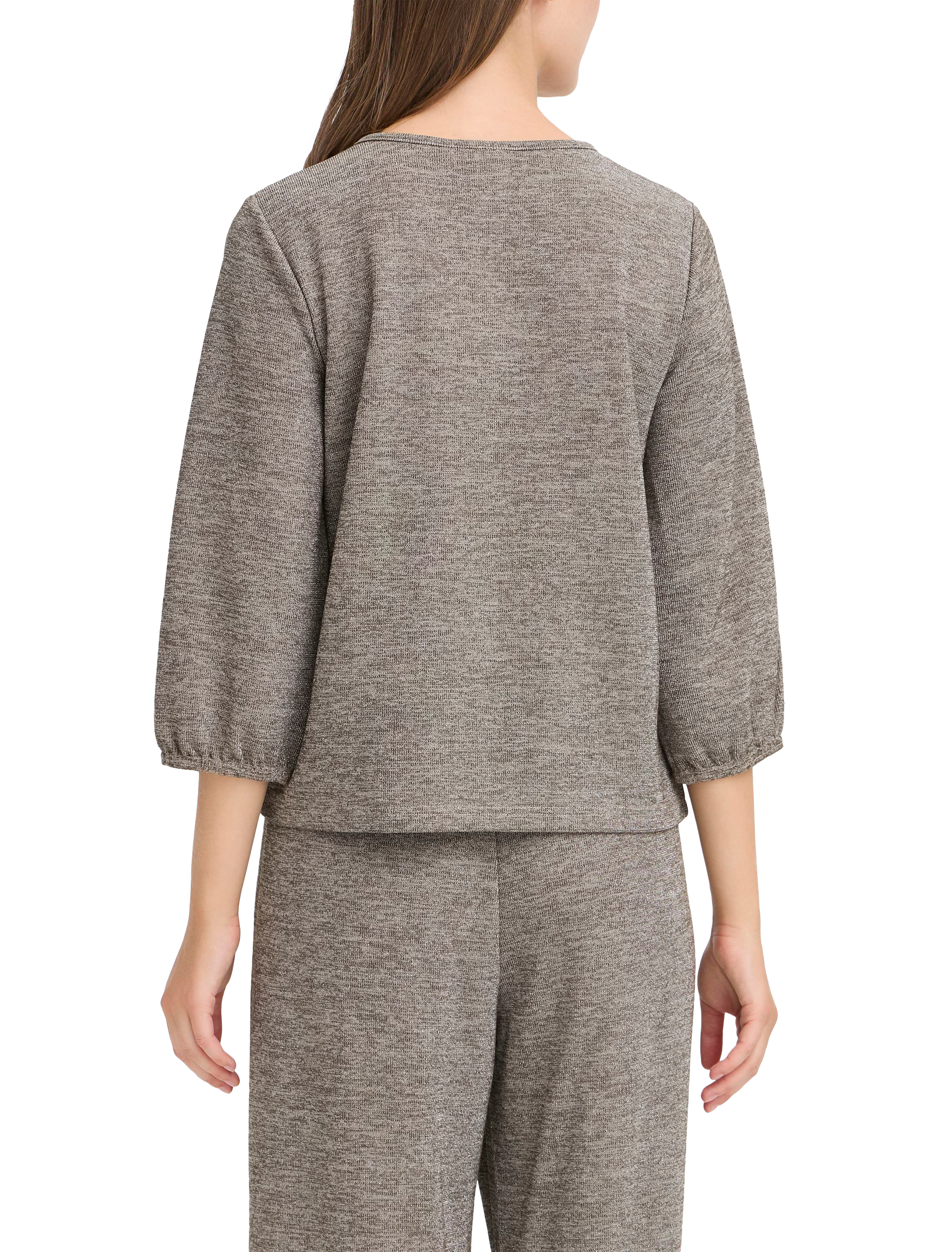 Product image 2 of 4, which shows ICHI Danice Round Neck Jersey T-Shirt , Silver Mink, XS