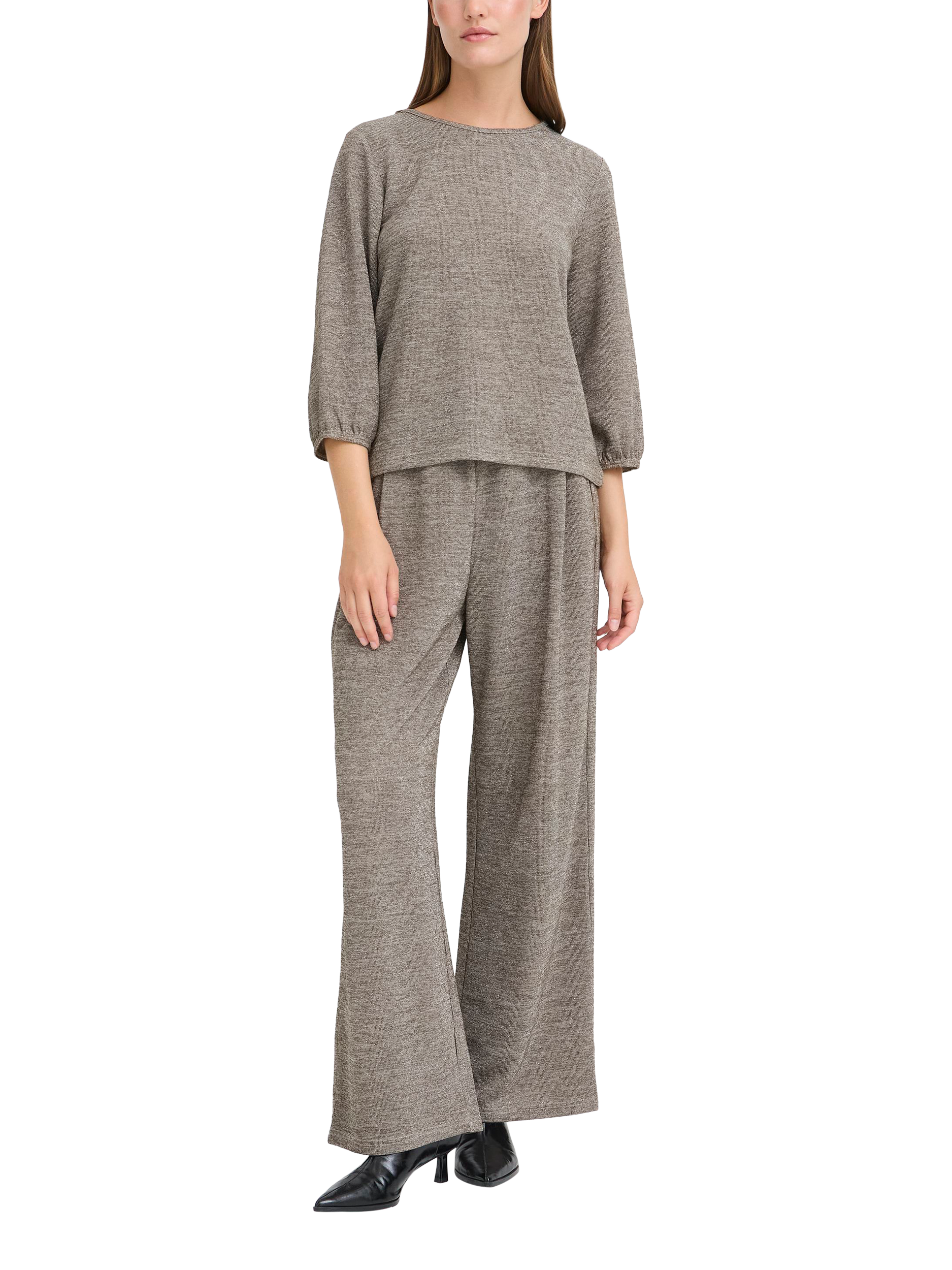 Product image 3 of 4, which shows ICHI Danice Round Neck Jersey T-Shirt , Silver Mink, XS