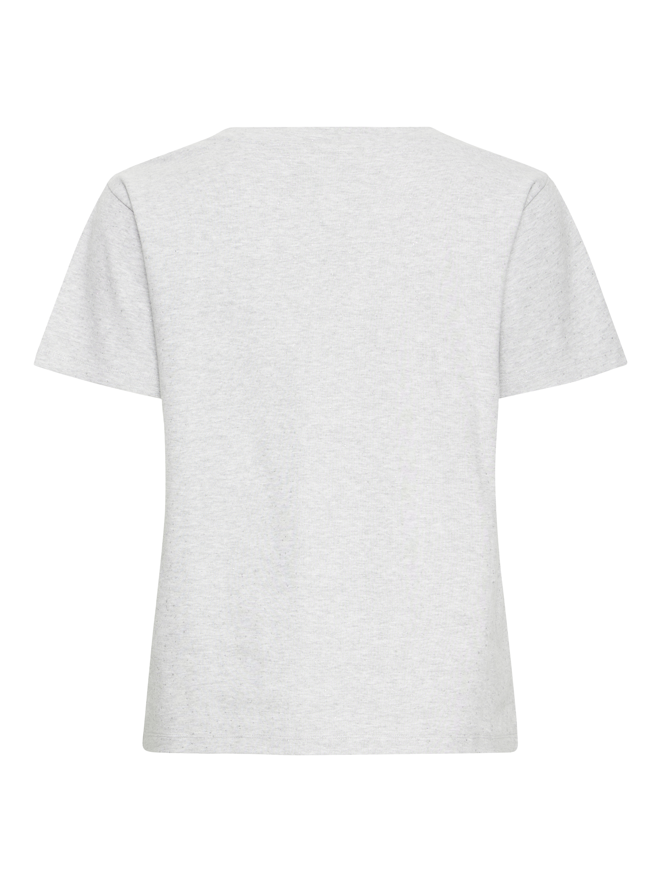 Product image 6 of 6, which shows ICHI Glitz V-Neck Embellished T-Shirt, Grey Melange, XS