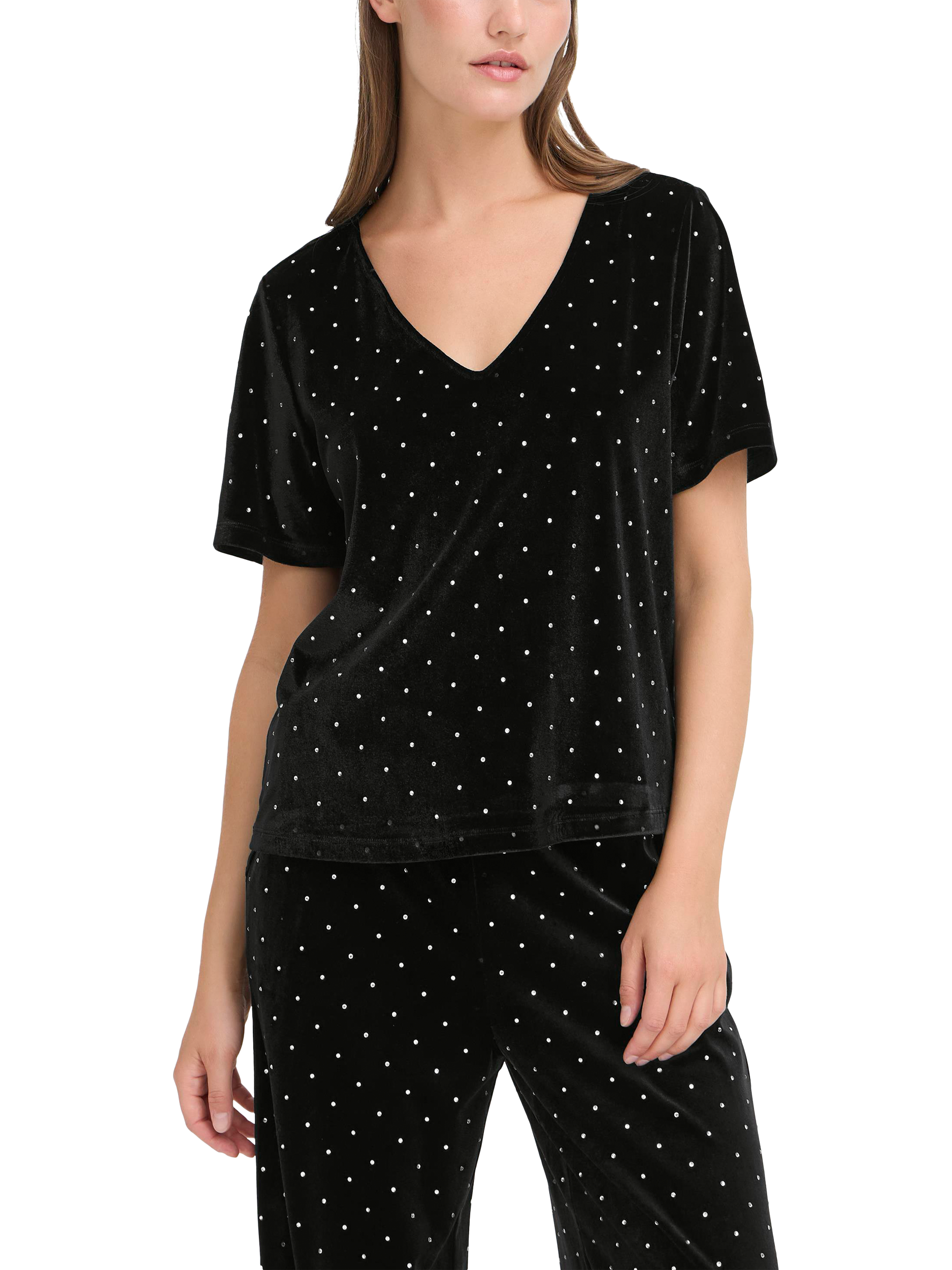 Product image 1 of 7, which shows ICHI Darla Embellished T-Shirt, Black, XS