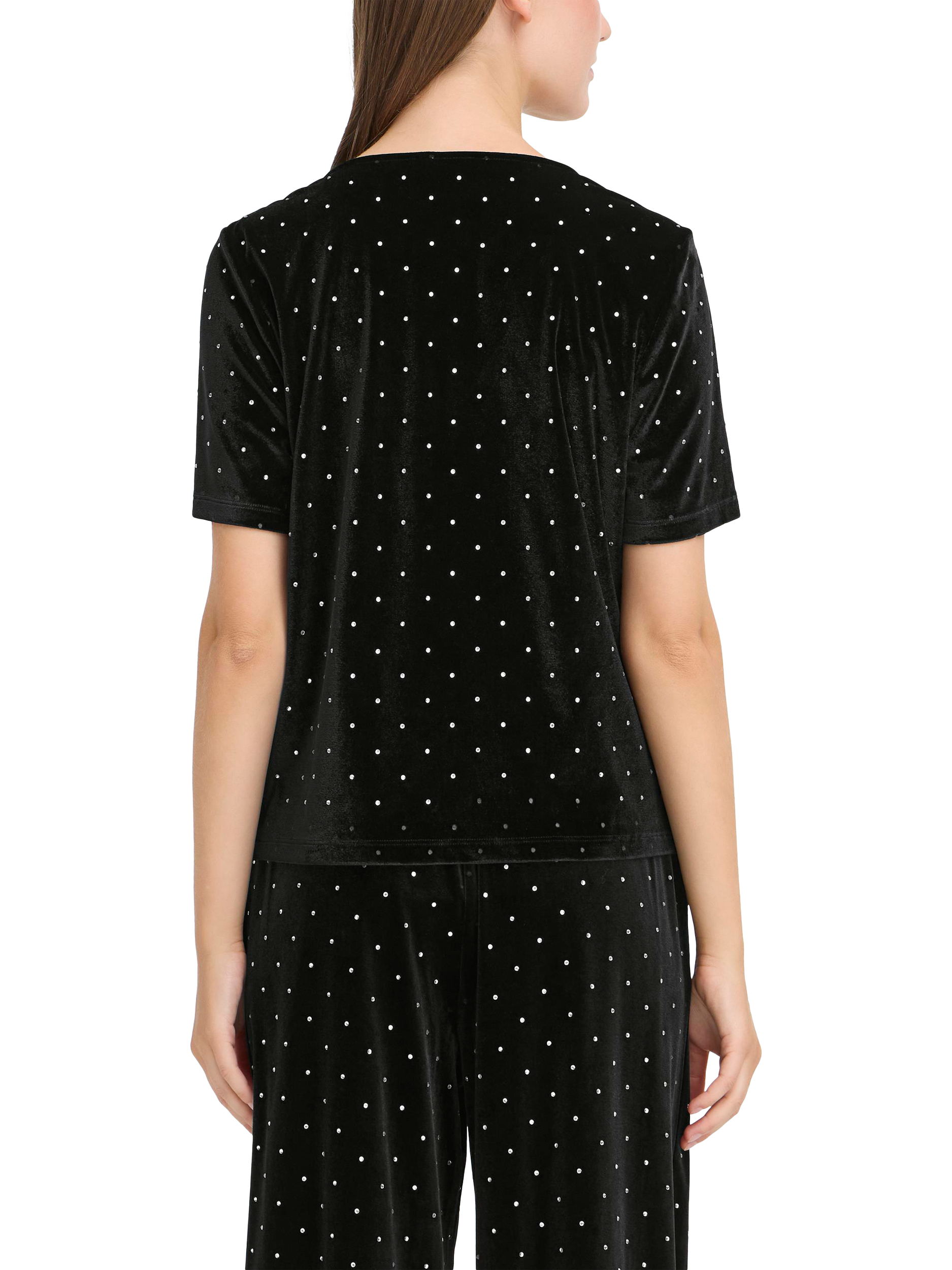 Product image 2 of 7, which shows ICHI Darla Embellished T-Shirt, Black, XS