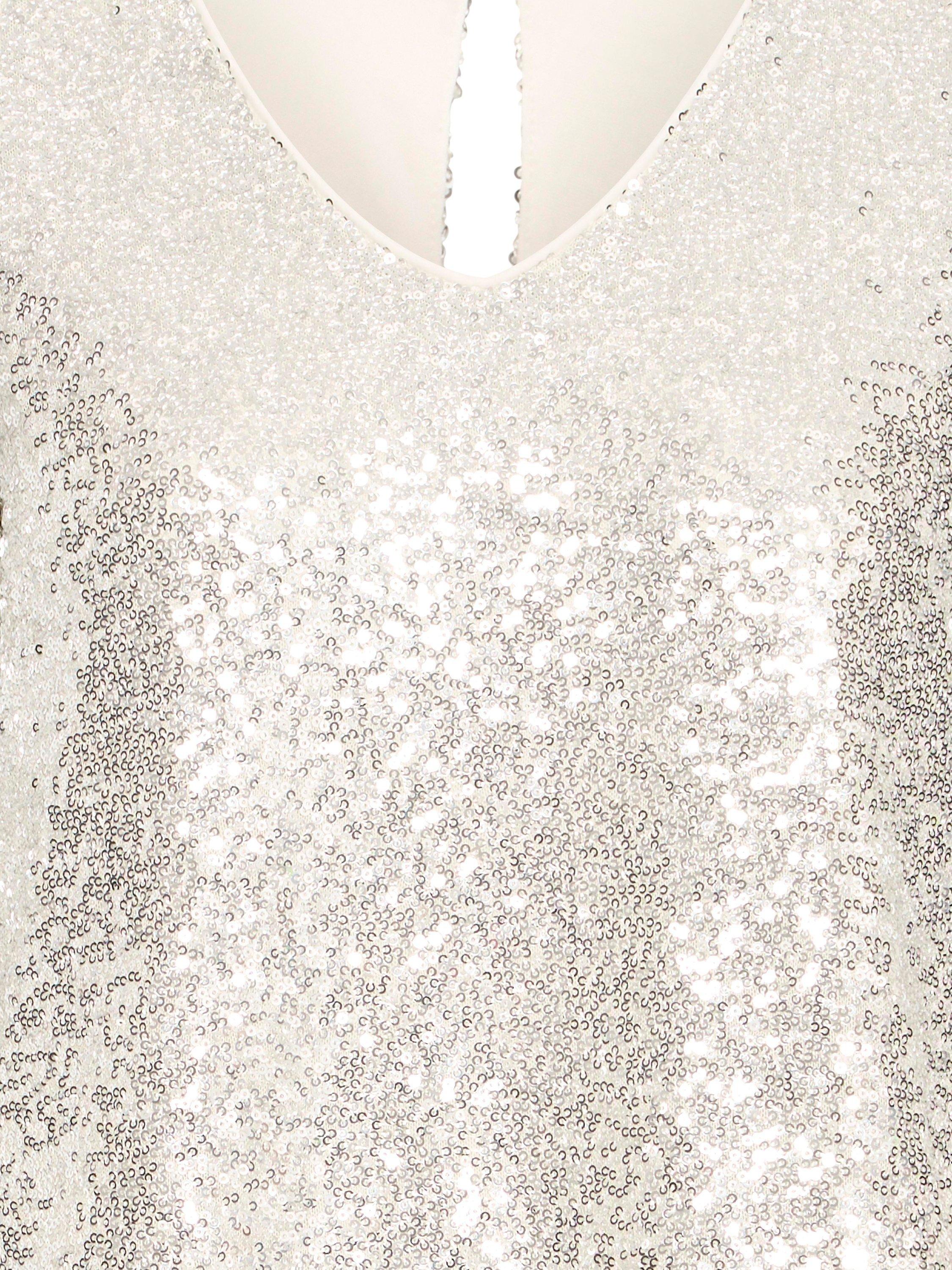 Product image 7 of 7, which shows ICHI Fauca Sequin V-Neck Top , Frosted Almond, XS