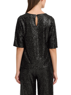 ICHI Fauca Sequin V-Neck Top - view 2, Black