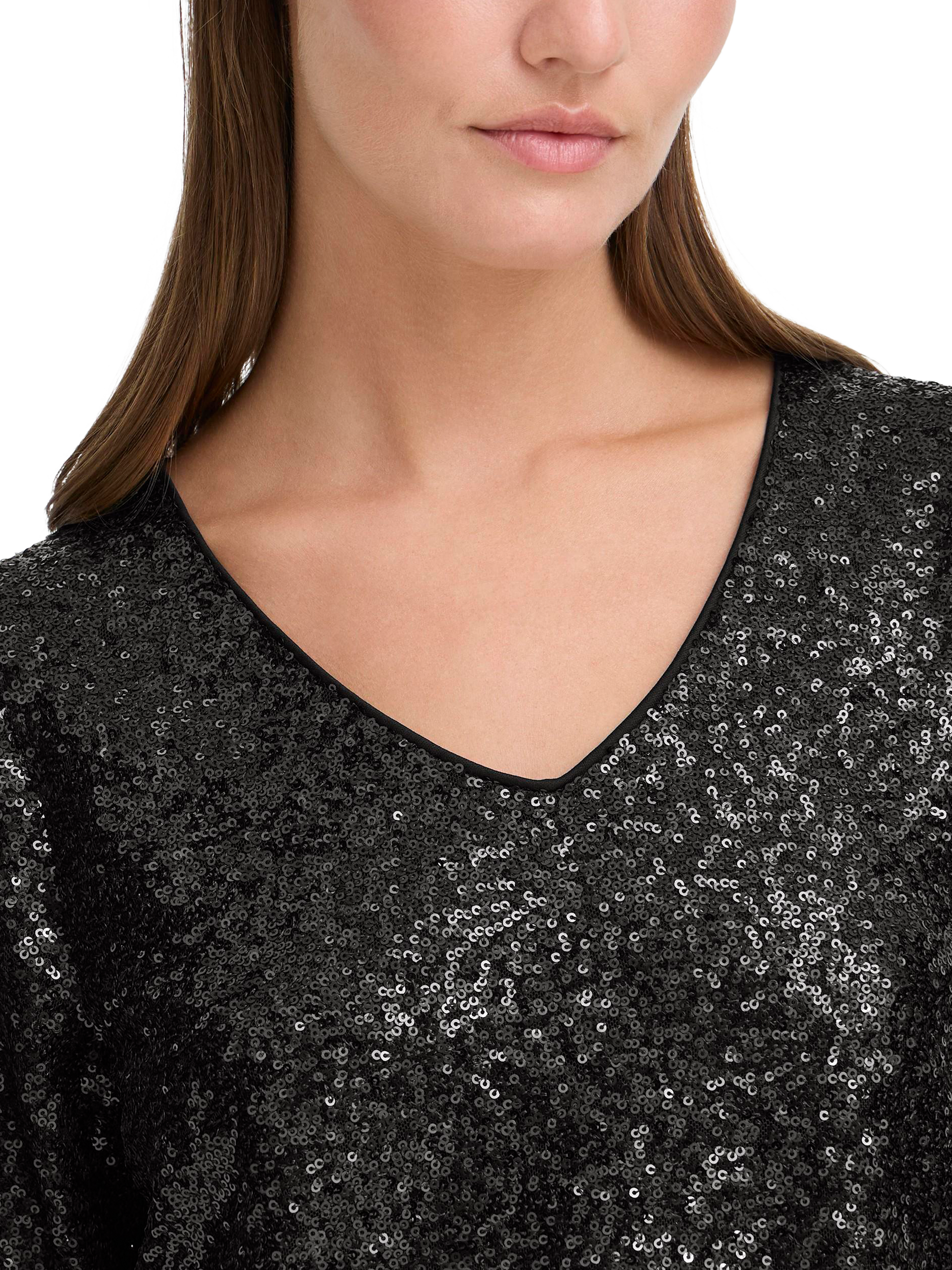 Product image 4 of 7, which shows ICHI Fauca Sequin V-Neck Top , Black, XS