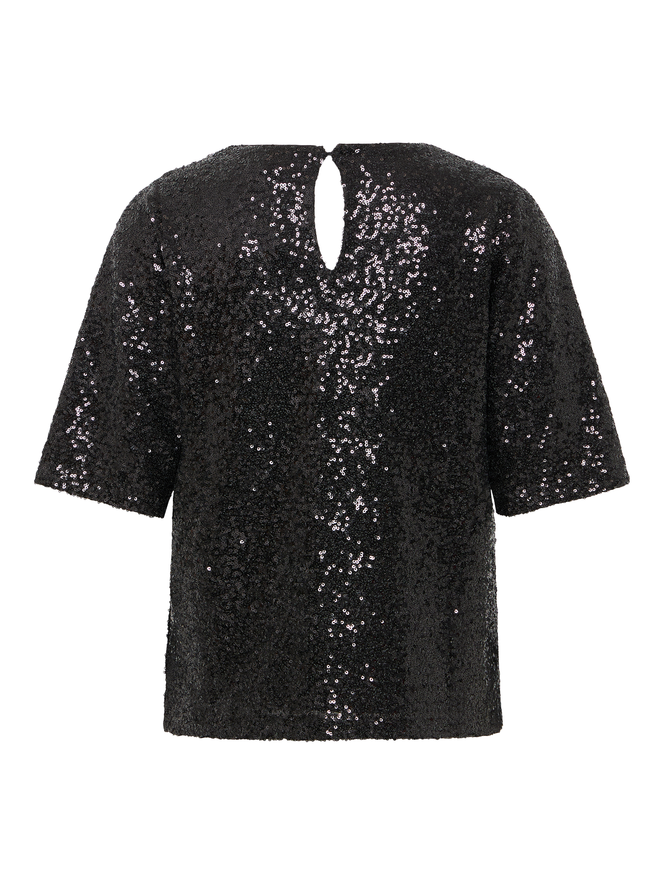 Product image 6 of 7, which shows ICHI Fauca Sequin V-Neck Top , Black, XS