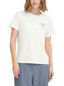 ICHI Kamille Bow T-Shirt, Cloud Dancer, Cloud Dancer