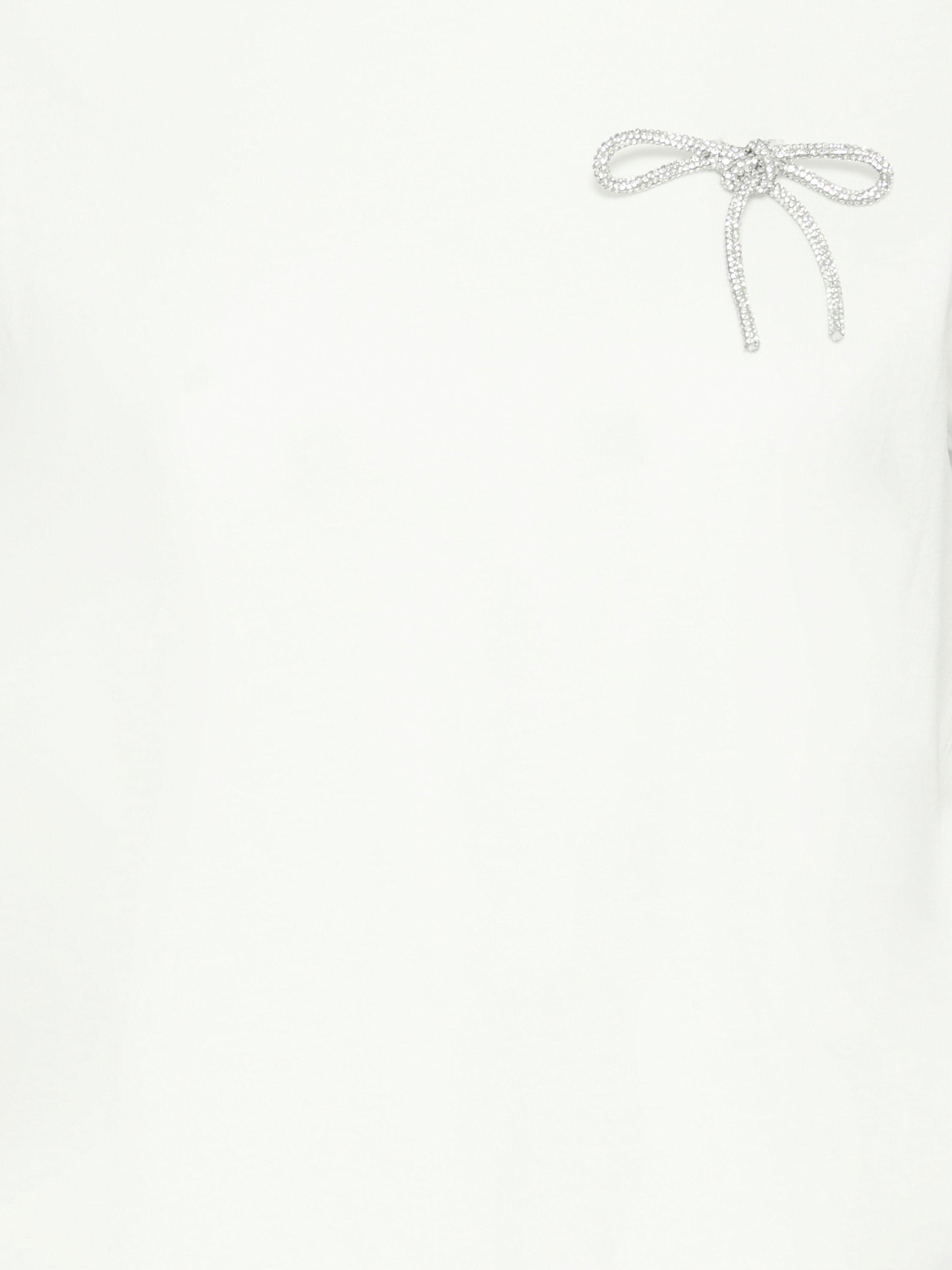 Product image 7 of 7, which shows ICHI Kamille Bow T-Shirt, Cloud Dancer, XS