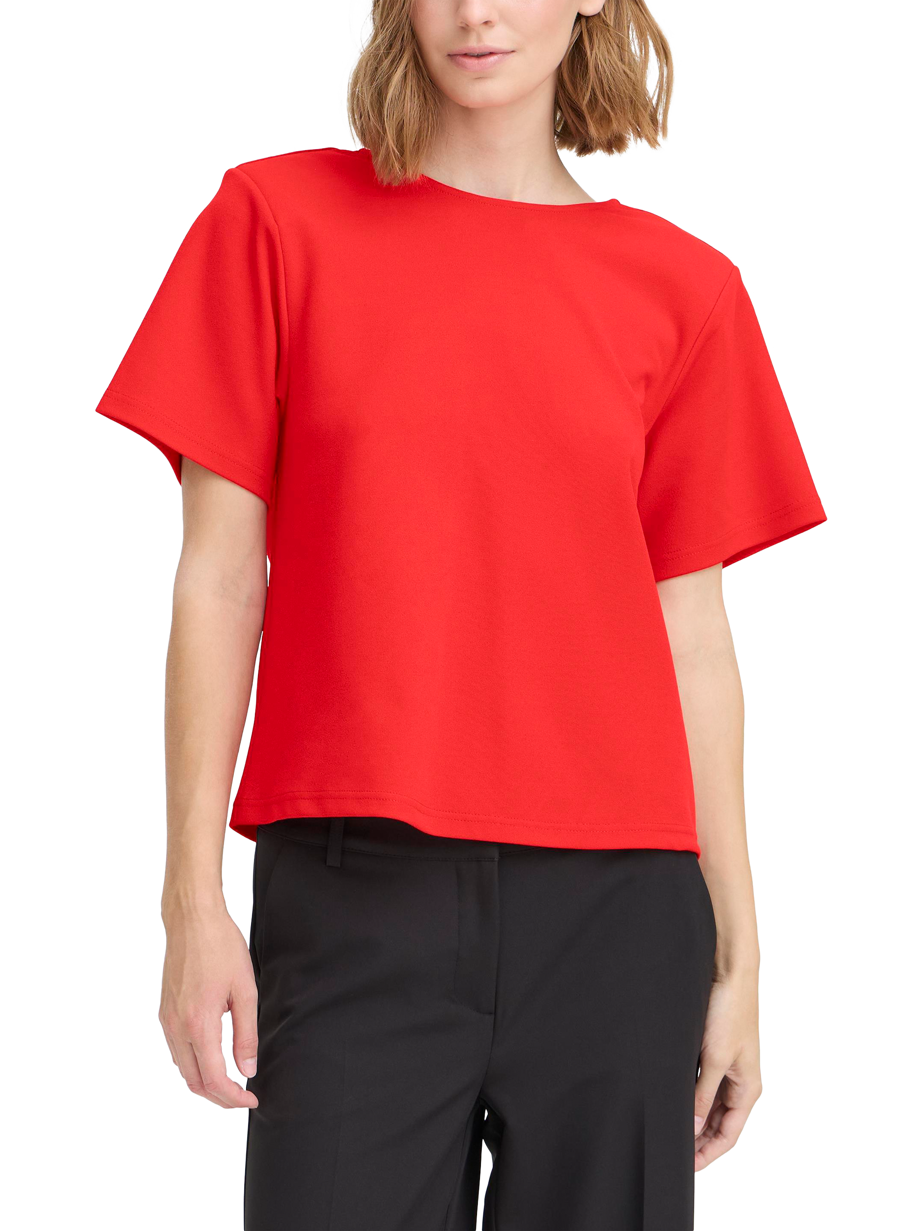 Product image 1 of 6, which shows ICHI Matine Round Neck V Back T-Shirt , Racing Red, XS