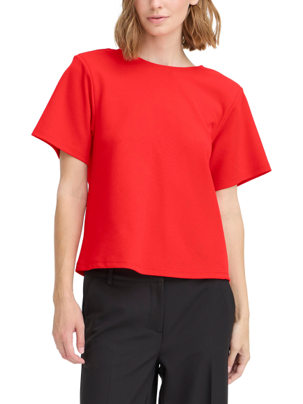 ICHI Matine Round Neck V Back T-Shirt, Racing Red