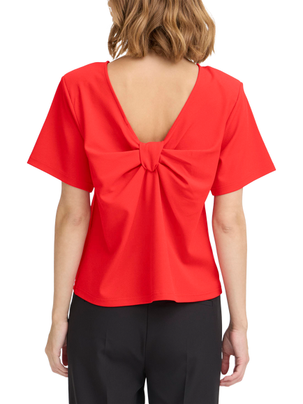 ICHI Matine Round Neck V Back T-Shirt - view 2, Racing Red