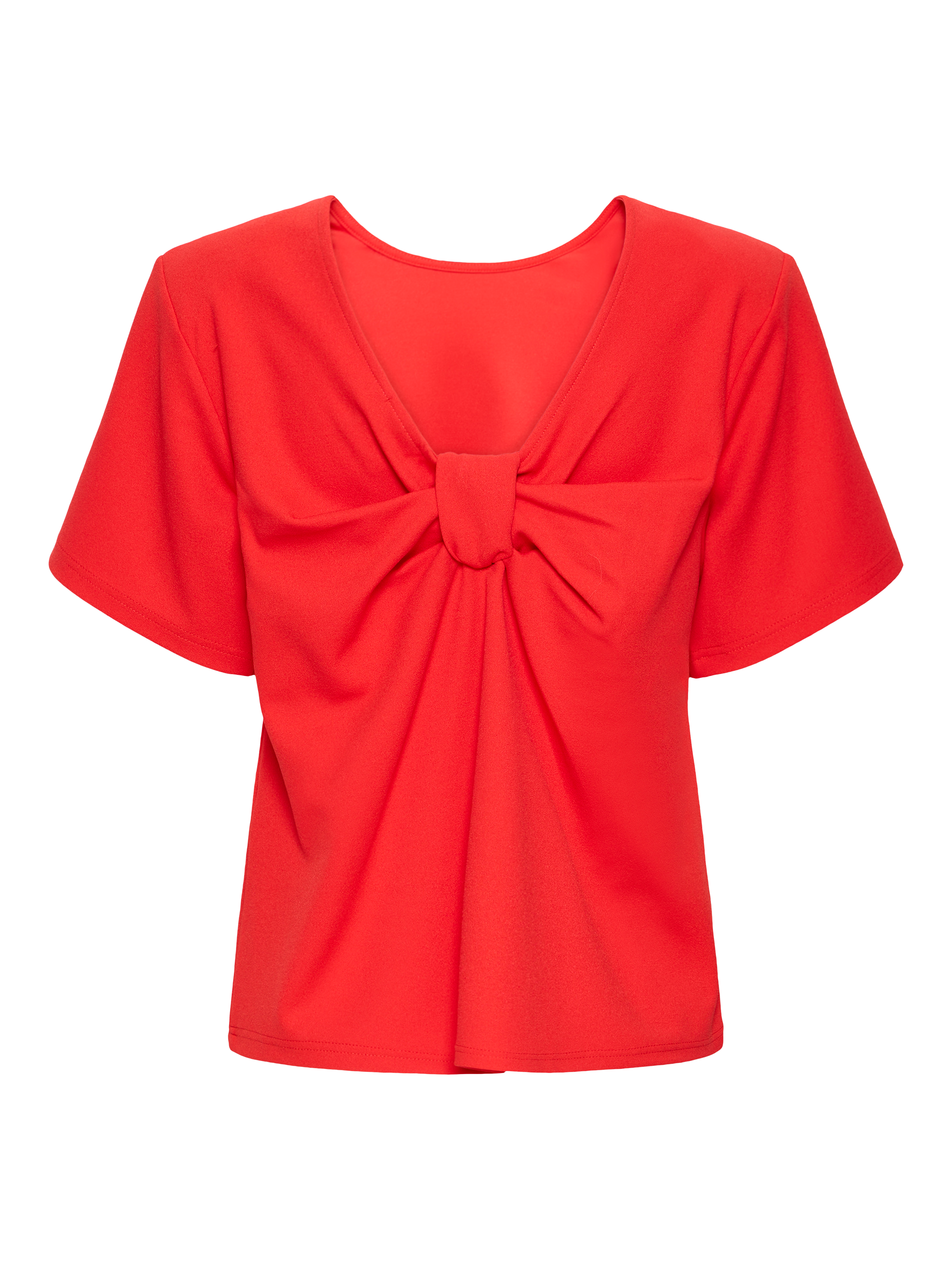 Product image 6 of 6, which shows ICHI Matine Round Neck V Back T-Shirt , Racing Red, XS