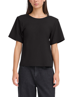 ICHI Matine Round Neck V Back T-Shirt, Black