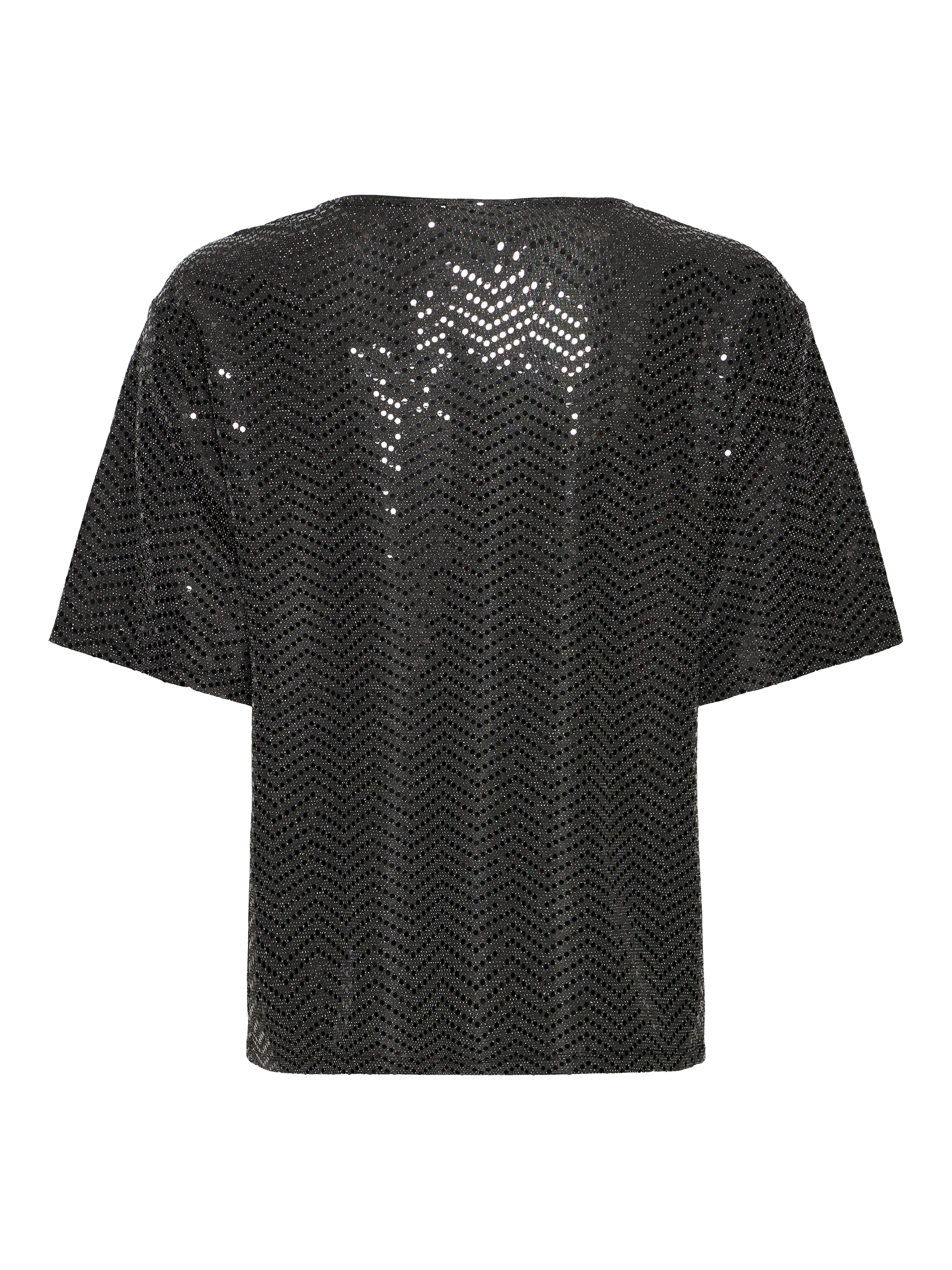Product image 6 of 6, which shows ICHI Nelenia Shimmer V Neck T-Shirt , Black, XS