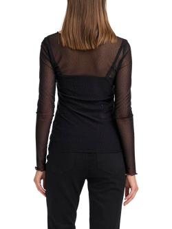ICHI Noviola Long Sleeve Sheer Sparkle Top - view 2, Black