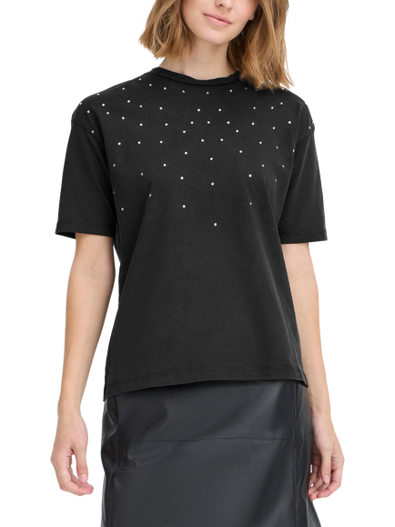 ICHI Peony Short Sleeve T-Shirt, Black