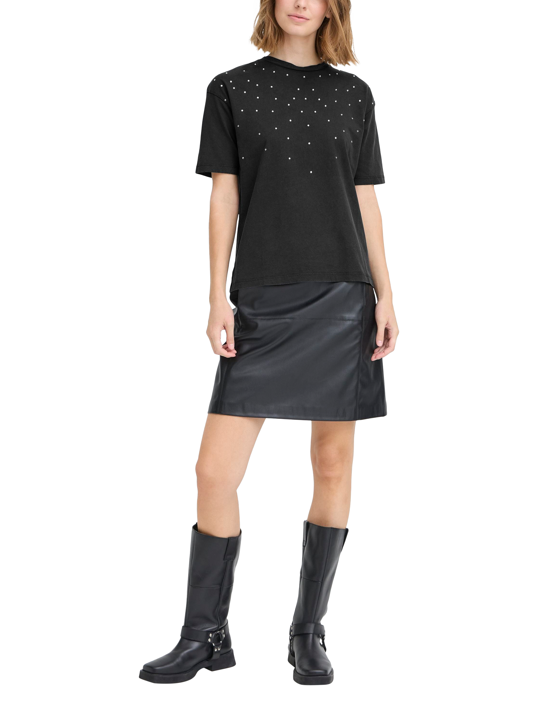 Product image 3 of 7, which shows ICHI Peonie Short Sleeve T-Shirt, Black, XS