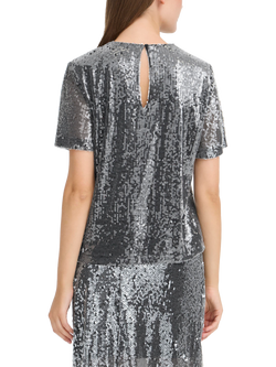 ICHI Princa Round Neck Sequin T-Shirt - view 2, Silver