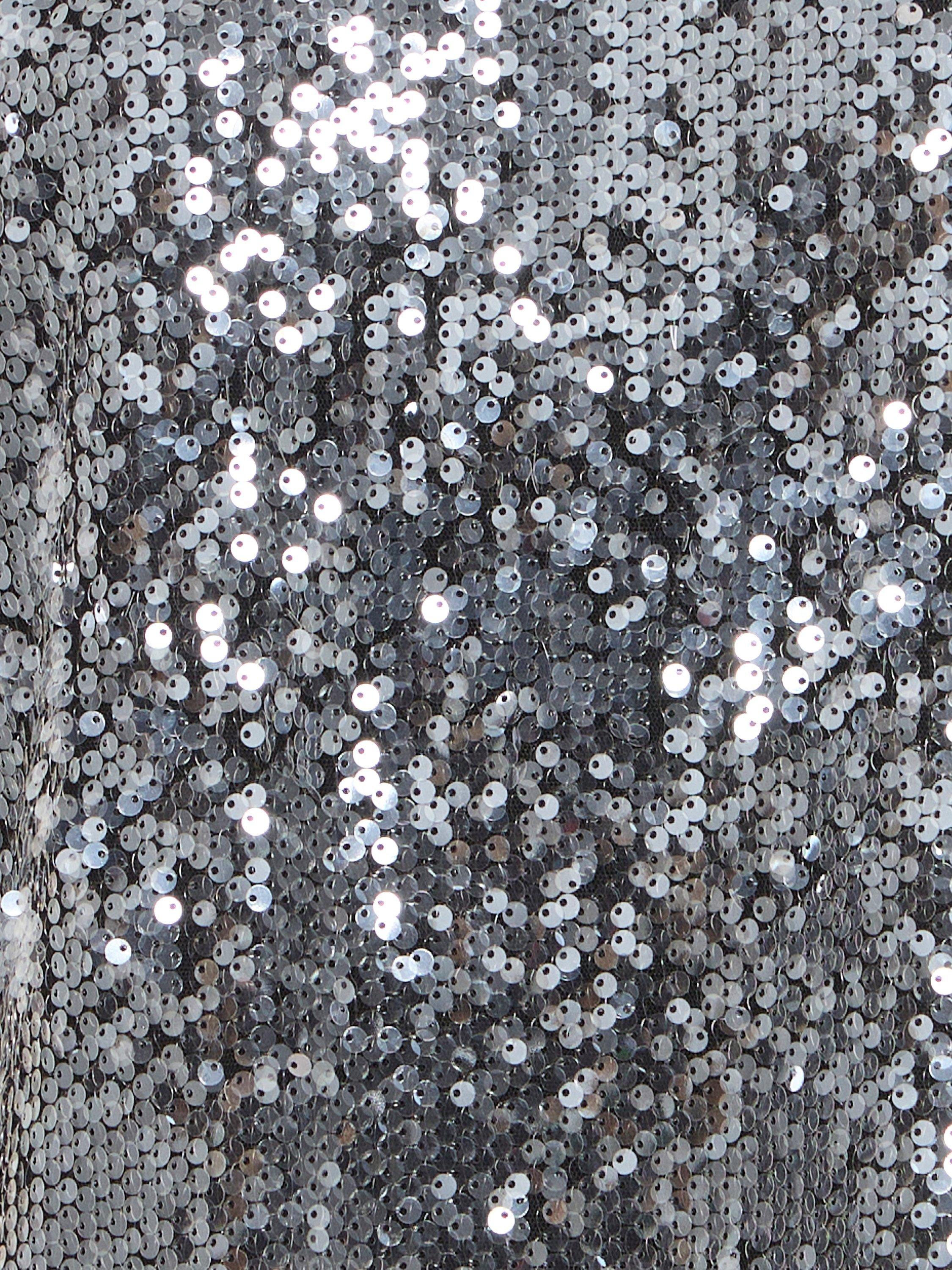 Product image 7 of 7, which shows ICHI Princa Round Neck Sequin T-Shirt , Silver, XS