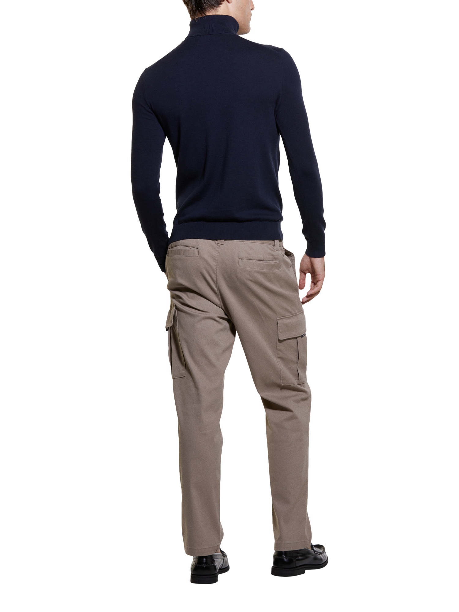 Product image 2 of 5, which shows SISLEY Cotton Blend Roll Neck Jumper, Night Blue, XXL