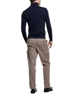 SISLEY Cotton Blend Roll Neck Jumper, Night Blue - view 2, Night Blue