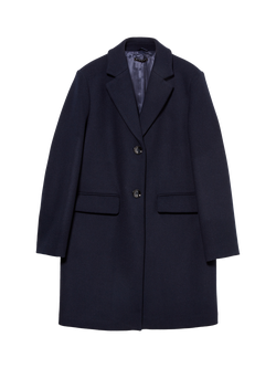 SISLEY Single Breasted Short Overcoat, Night Blue