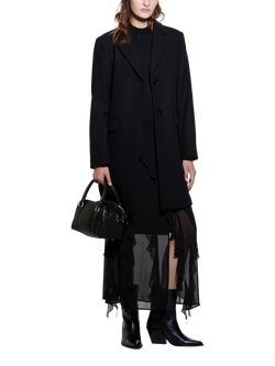 SISLEY Single Breasted Short Overcoat, Black