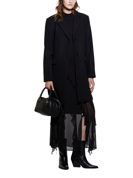 SISLEY Single Breasted Short Overcoat, Black