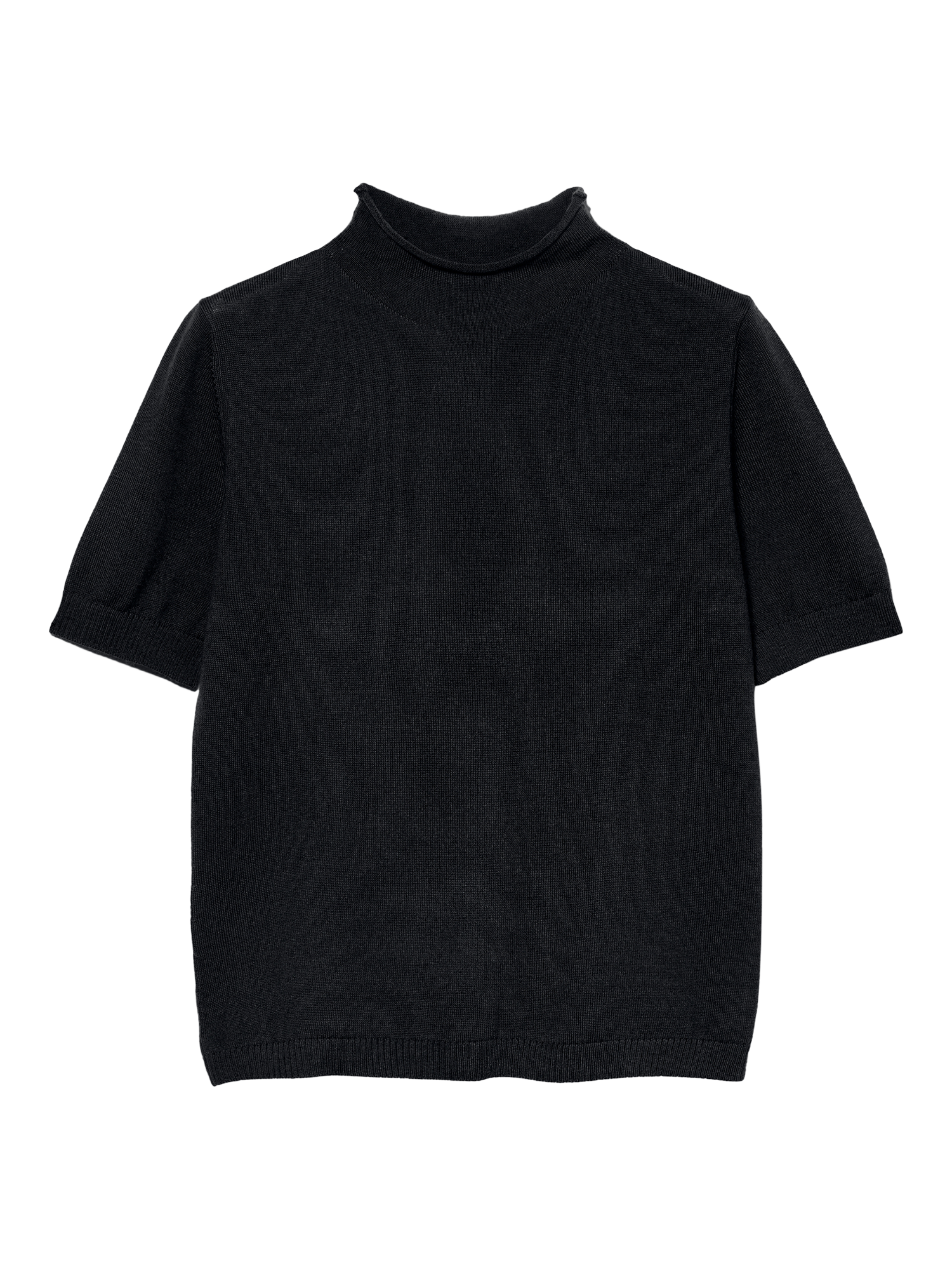 Product image 1 of 2, which shows SISLEY Wool Blend Short Sleeve Roll Neck T-Shirt, Night Blue, L