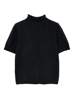 SISLEY Wool Blend Short Sleeve Roll Neck T-Shirt, Night Blue