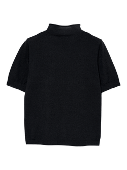 SISLEY Wool Blend Short Sleeve Roll Neck T-Shirt - view 2, Night Blue