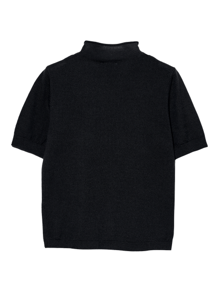SISLEY Wool Blend Short Sleeve Roll Neck T-Shirt - view 2, Night Blue