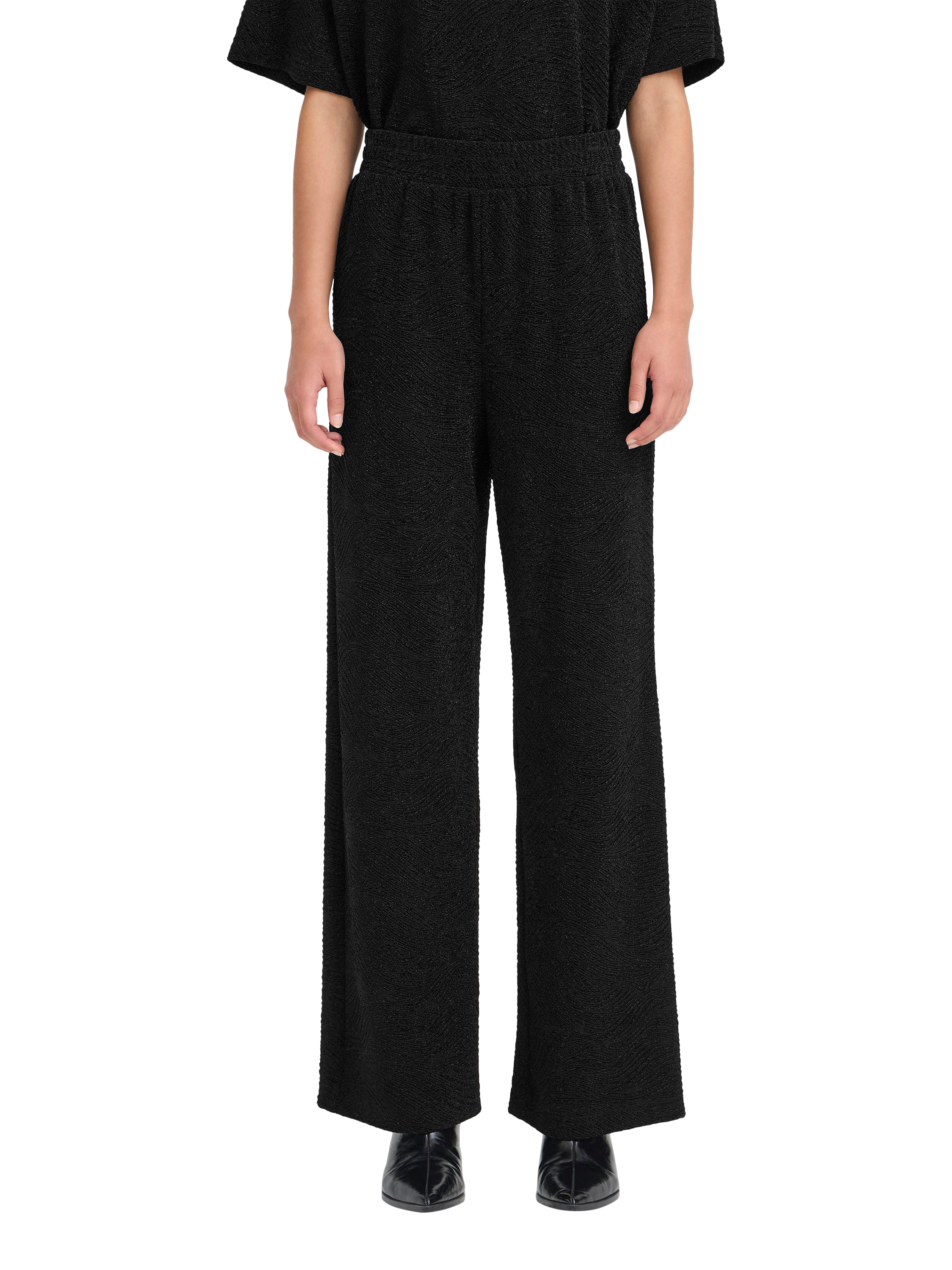 Product image 1 of 7, which shows ICHI Nareen Shimmer Trousers, Black, XS