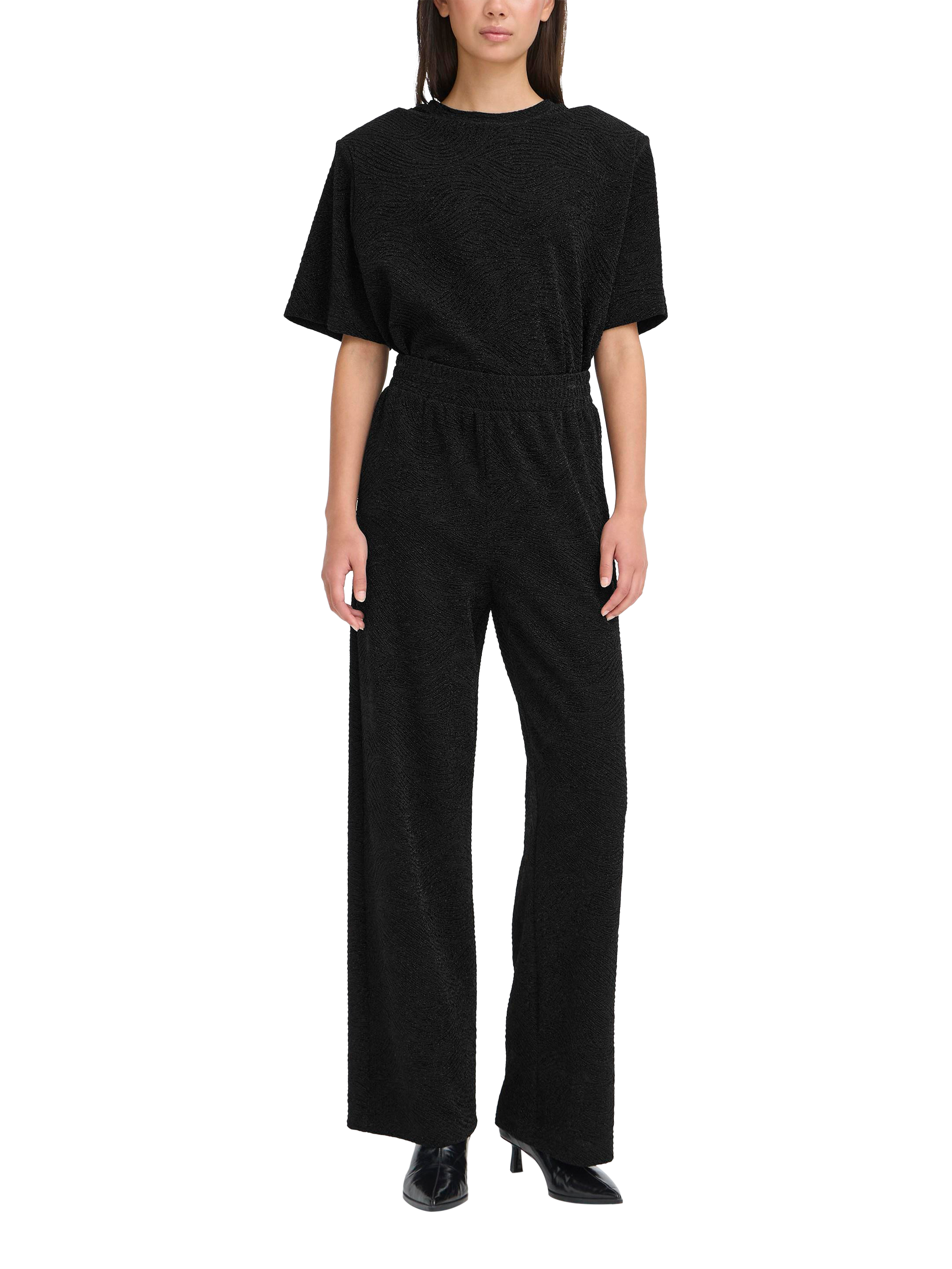 Product image 3 of 7, which shows ICHI Nareen Shimmer Trousers, Black, XS