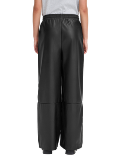ICHI Zoma Tailored Faux Leather Wide Leg Trousers - view 2, Black