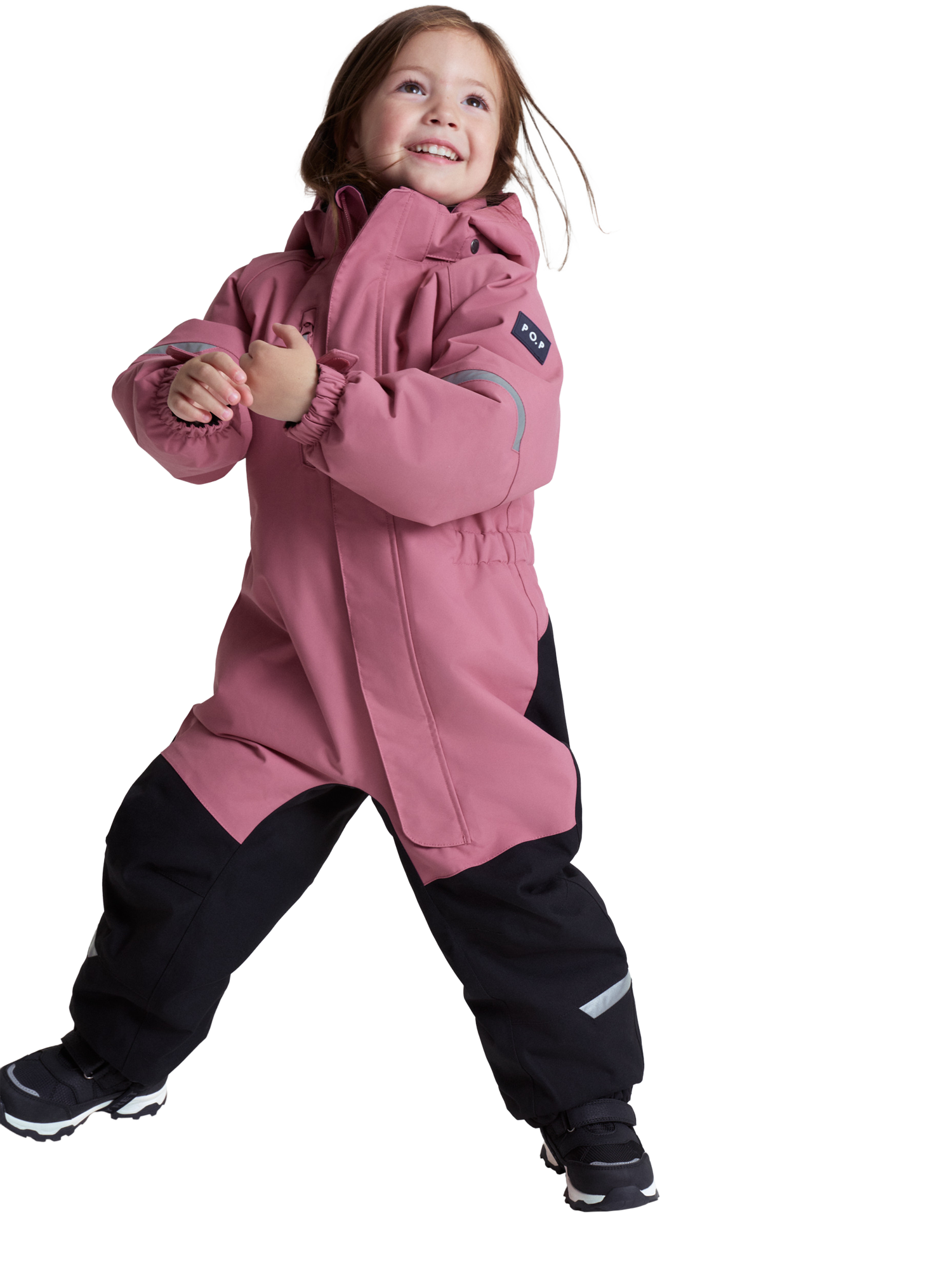 Product image 1 of 8, which shows Polarn O. Pyret Baby's Waterproof Winter Snowsuit, Heather Rose, 3-4 years