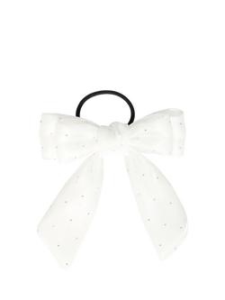 ICHI Bela Bow Hair Scrunchie, Bright White, Bright White