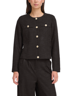 ICHI Kate Gleam Textured Collarless Jacket, Black