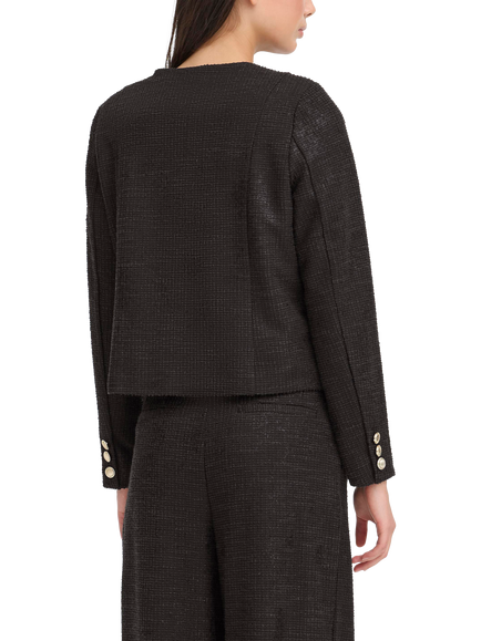 ICHI Kate Gleam Textured Collarless Jacket - view 2, Black