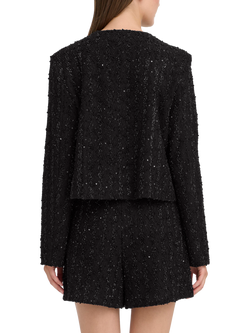 ICHI Ninky Textured Collarless Shimmer Jacket - view 2, Black