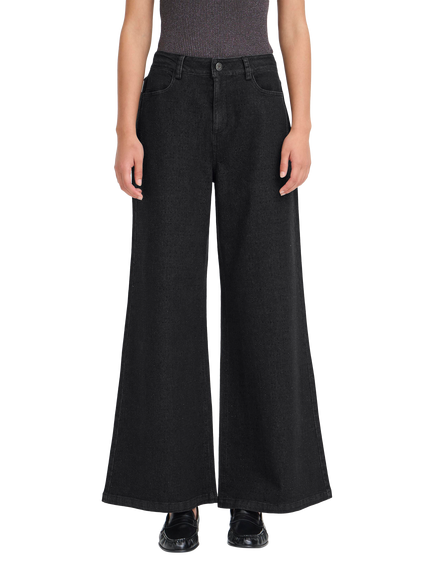 ICHI Braidy Wide Leg Jeans, Washed Black, Washed Black