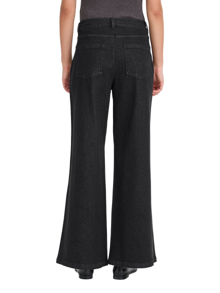 ICHI Braidy Wide Leg Jeans, Washed Black - view 2, Washed Black
