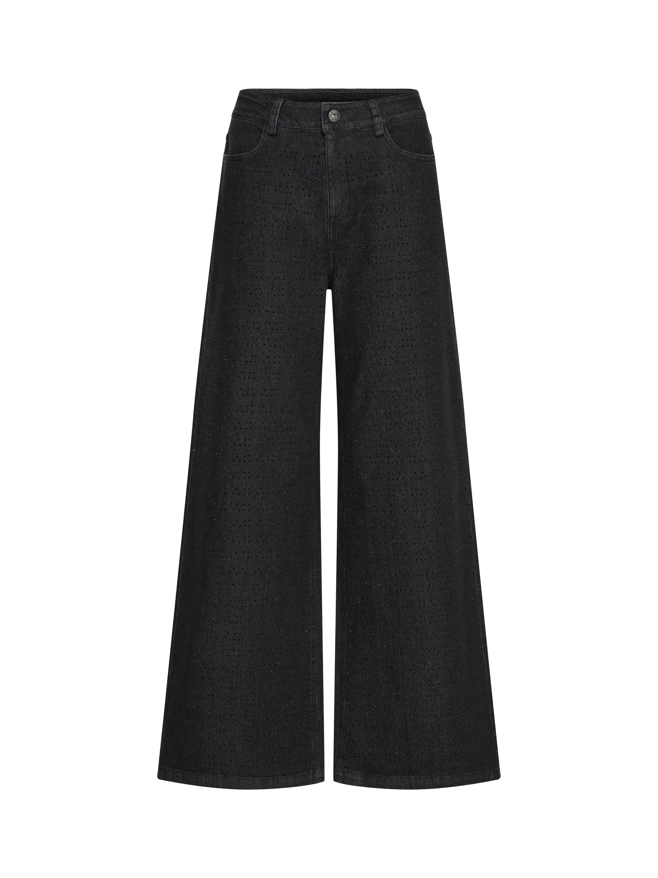 Product image 5 of 7, which shows ICHI Braidy Wide Leg Jeans, Washed Black, 25R