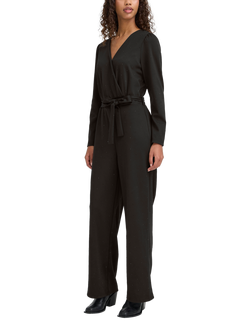ICHI Kate Rhineshine Collared Neck Jumpsuit, Black