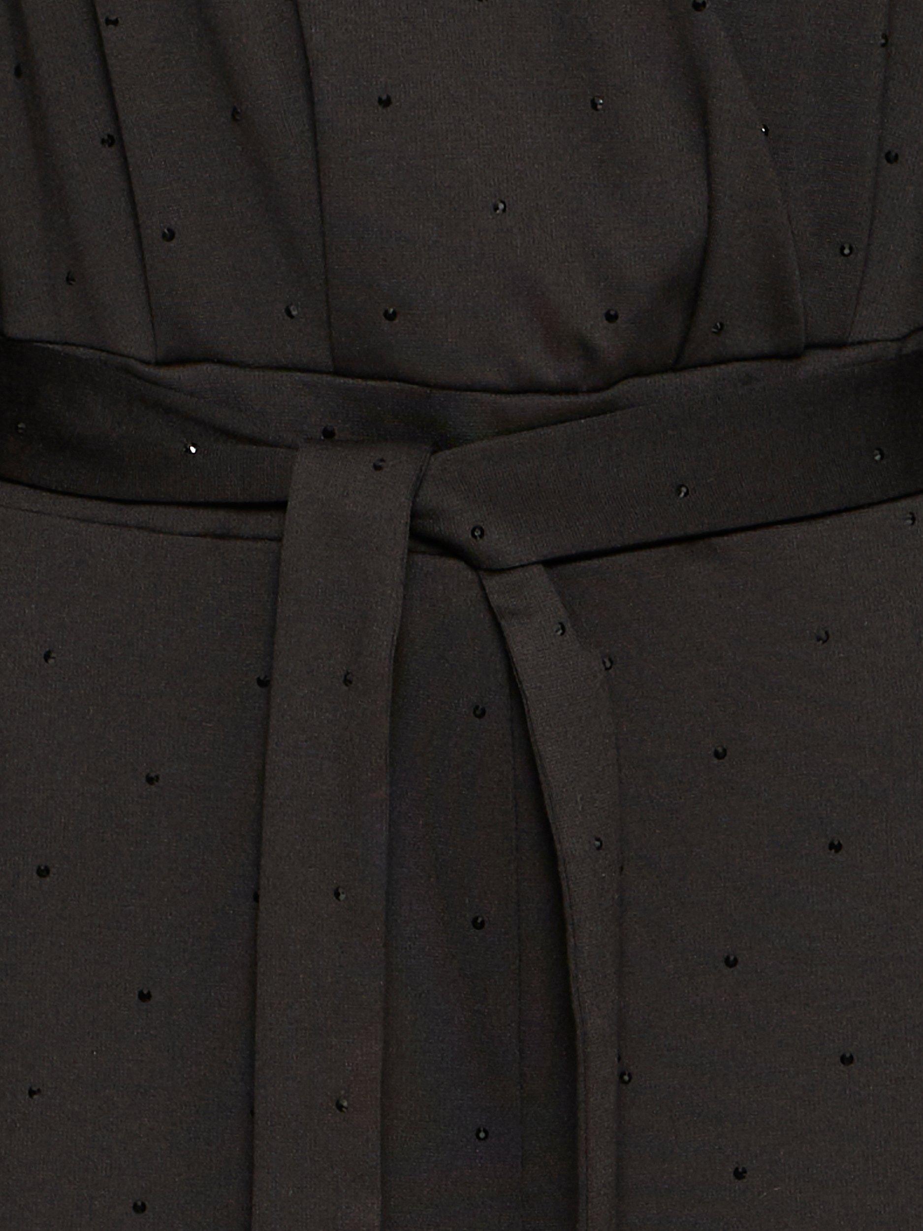 Product image 7 of 7, which shows ICHI Kate Rhineshine Collared Neck Jumpsuit , Black, XS