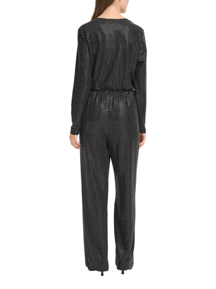 ICHI Nelenia V-Neck Long Sleeve Sequin Jumpsuit - view 2, Black