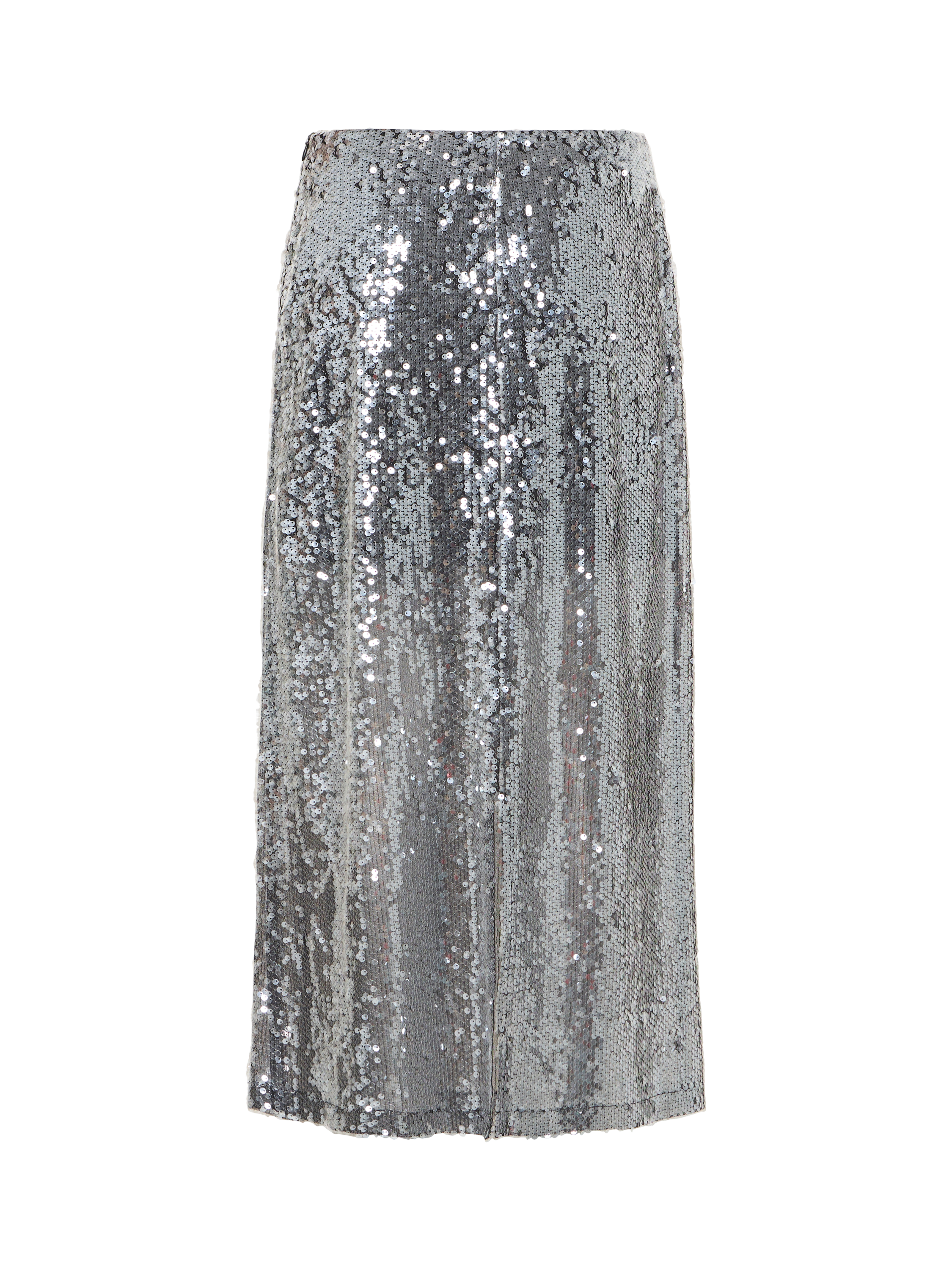 Product image 6 of 7, which shows ICHI Princa Sequin A-Line Midi Skirt , Silver, XS